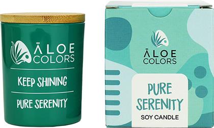 PURE SERENITY SCENTED SOY CANDLE ΑΡΩΜΑΤΙΚΟ ΚΕΡΙ ΣΟΓΙΑΣ ΣΕ ΒΑΖΟ ΜΕ ΑΡΩΜΑ ΜΑΝΟΛΙΑ 150G ALOE COLORS από το PHARM24