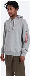 ΜΠΛΟΥΖΑ BLUZA X-FIT HOODY 158321 17 ΧΡΩΜΑ: ΓΚΡΙ, ΜΕ ΚΟΥΚΟΥΛΑ ALPHA INDUSTRIES