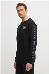 ΜΠΛΟΥΖΑ CAMO SLEEVE CREWNECK ΧΡΩΜΑ: ΜΑΥΡΟ, 156306 ALPHA INDUSTRIES