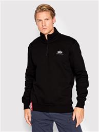 ΜΠΛΟΥΖΑ HALF ZIP 108308 ΜΑΥΡΟ REGULAR FIT ALPHA INDUSTRIES από το MODIVO