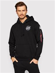 ΜΠΛΟΥΖΑ SPACE SHUTTLE 178317 ΜΑΥΡΟ REGULAR FIT ALPHA INDUSTRIES από το MODIVO