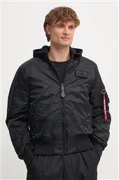 ΜΠΟΥΦΑΝ BOMBER MA-1 ZH BACK PRINT ΑΝΔΡΙΚΟ, ΧΡΩΜΑ: ΜΑΥΡΟ ALPHA INDUSTRIES