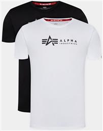 ΣΕΤ 2 T-SHIRTS ALPHA LABEL T 118534 ΜΑΥΡΟ REGULAR FIT ALPHA INDUSTRIES