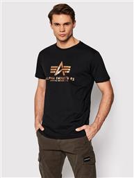T-SHIRT BASIC FOLL PRINT 100501FP ΜΑΥΡΟ REGULAR FIT ALPHA INDUSTRIES