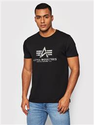 T-SHIRT BASIC FOLL PRINT 100501FP ΜΑΥΡΟ REGULAR FIT ALPHA INDUSTRIES