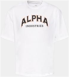 T-SHIRT COLLEGE 146501 ΛΕΥΚΟ RELAXED FIT ALPHA INDUSTRIES από το MODIVO