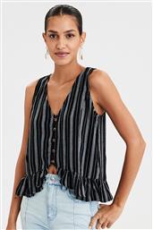 AE BUTTON FRONT TANK TOP - 0358-1057-001 - ΜΑΥΡΟ AMERICAN EAGLE
