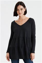 AE TIERED V-NECK TUNIC TOP - 3376-6948-073 - ΜΑΥΡΟ AMERICAN EAGLE