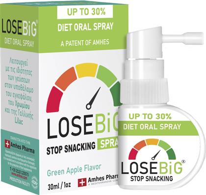 LOSEBIG STOP SNACKING DIET ORAL SPRAY ΣΥΜΠΛΗΡΩΜΑ ΔΙΑΤΡΟΦΗΣ ΣΕ ΜΟΡΦΗ SPRAY ΜΕ ΧΡΩΜΙΟ & ΕΚΧΥΛΙΣΜΑΤΑ ΒΟΤΑΝΩΝ ΓΙΑ ΕΛΕΓΧΟ ΤΗΣ ΟΡΕΞΗΣ, ΚΑΤΑ ΤΟΥ ΤΣΙΜΠΟΛΟΓΗΜΑΤΟΣ & ΑΠΩΛΕΙΑ ΒΑΡΟΥΣ ΜΕ ΓΕΥΣΗ ΠΡΑΣΙΝΟ ΜΗΛΟ 30ML AMHES PHARMA