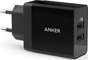 WALL CHARGER 2-PORT USB-A 24W BLACK ANKER