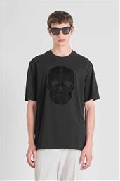 ΑΝΔΡΙΚΟ T-SHIRT ΜΕ ΑΝΑΓΛΥΦΟ SKULL PRINT RELAXED FIT - KS02544FA100239 ΜΑΥΡΟ ANTONY MORATO
