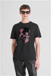 ΑΝΔΡΙΚΟ T-SHIRT ΜΕ ΑΝΑΓΛΥΦΟ VELVET SKULL PRINT REGULAR FIT - KS02554FA100240 ΜΑΥΡΟ ANTONY MORATO