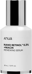 RETINOL 0.3% & NIACIN RENEWING SERUM ΑΝΤΙΓΗΡΑΝΤΙΚΟΣ ΟΡΟΣ ΠΡΟΣΩΠΟΥ ΜΕ ΡΕΤΙΝΟΛΗ & ΝΙΑΣΙΝΑΜΙΔΗ ΓΙΑ ΝΕΑΝΙΚΗ ΕΠΙΔΕΡΜΙΔΑ 30ML ANUA
