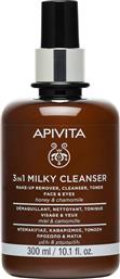 3IN1 MILKY CLEANSER WITH HONEY & CHAMOMILE ΝΤΕΜΑΚΙΓΙΑΖ, ΚΑΘΑΡΙΣΜΟΣ & ΤΟΝΩΣΗ ΓΙΑ ΠΡΟΣΩΠΟ & ΜΑΤΙΑ ΜΕ ΜΕΛΙ & ΧΑΜΟΜΗΛΙ 300ML APIVITA