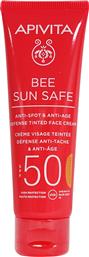 BEE SUN SAFE ANTI-SPOT & ANTI-AGE DEFENCE TINTED FACE CREAM WITH MARINE ALGAE & PROPOLIS SPF50 GOLD 50ML APIVITA