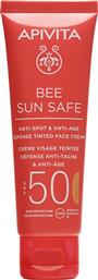 BEE SUN SAFE ANTI-SPOT & ANTI-AGE DEFENCE TINTED FACE CREAM WITH MARINE ALGAE & PROPOLIS SPF50, VELVET TEXTURE 50ML APIVITA από το PHARM24