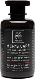 MEN'S CARE HAIR & BODY WASH WITH CARDAMOM & PROPOLIS ΑΝΔΡΙΚΟ ΣΑΜΠΟΥΑΝ & ΑΦΡΟΛΟΥΤΡΟ ΜΕ ΚΑΡΔΑΜΟ & ΠΡΟΠΟΛΗ 250ML APIVITA