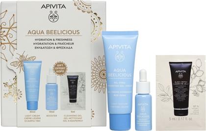 PROMO AQUA BEELICIOUS OIL-FREE HYDRATING LIGHT TEXTURE GEL-CREAM 40ML & ΔΩΡΟ REFRESHING HYDRATING FACE BOOSTER 10ML & ΔΩΡΟ BLACK DETOX CLEANSING JELLY 5ML APIVITA