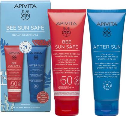 PROMO BEE SUN SAFE HYDRA FRESH FACE & BODY MILK SPF50, 100ML & AFTER SUN COOL & SOOTH FACE & BODY GEL-CREAM 100ML APIVITA