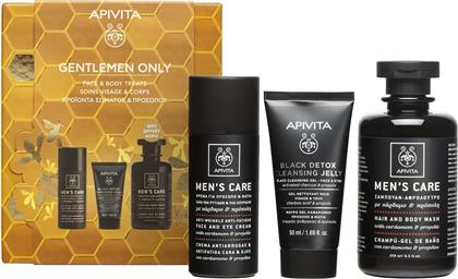 PROMO MEN'S CARE ANTI-WRINKLE FACE & EYE CREAM 50ML & BLACK DETOX CLEANSING JELLY 50ML & ΔΩΡΟ HAIR & BODY WASH 250ML APIVITA