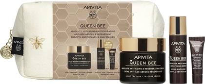 PROMO QUEEN BEE ABSOLUTE ANTI-AGING & REGENERATING CREAM LIGHT TEXTURE 50ML & REDEFINING SERUM 10ML & ΔΩΡΟ REVIVING EYE CREAM 2ML & ΝΕΣΕΣΕΡ 1 ΤΕΜΑΧΙΟ APIVITA