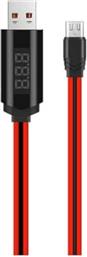 ΚΑΛΩΔΙΟ ΔΕΔΟΜΕΝΩΝ HOCO U29 LED DISPLAY MICRO USB 2A 1M - RED APPLE