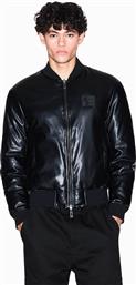ΑΝΔΡΙΚΟ BOMBER JACKET ΜΕ ΔΕΡΜΑΤΙΝΗ ΟΨΗ - XM001104AF16647 ΜΑΥΡΟ ARMANI EXCHANGE