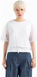 ΓΥΝΑΙΚΕΙΟ T-SHIRT CROPPED ΜΕ ΤΟΥΛΙ - XW000541AF10359 ΛΕΥΚΟ ARMANI EXCHANGE