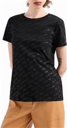 ΓΥΝΑΙΚΕΙΟ T-SHIRT ΜΕ ALL-OVER LOGO PRINT REGULAR FIT - 6DYT49YJ3RZ ΜΑΥΡΟ ARMANI EXCHANGE