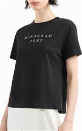 ΓΥΝΑΙΚΕΙΟ T-SHIRT ΜΕ LETTERING ΚΑΙ ΛΟΓΟΤΥΠΟ - 6DYT08YJ16Z ΜΑΥΡΟ ARMANI EXCHANGE από το NOTOS