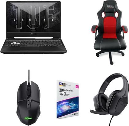 TUF GAMING A15 15.6 FHD IPS (RYZEN 5-7535HS/16 GB/512GB SSD/GEFORCE RTX 3050/WIN11HOME) + TRUST GXT 109 FELOX + TRUST GXT 415 ZIROX + WHITE SHARK KINGS THRONE + ANTIVIRUS BITDEFENDER ASUS