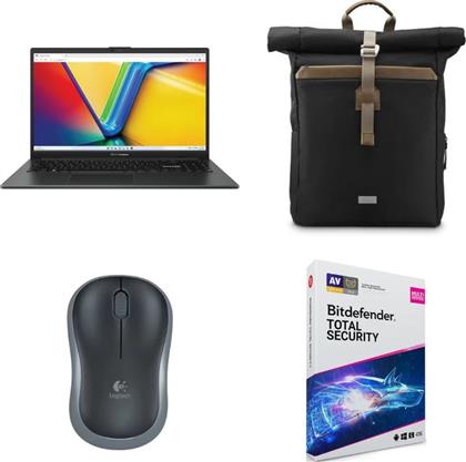 VIVOBOOK GO 15 90NB0ZR2-M041L0 15.6 FHD IPS (AK11/8GB/512 GB SSD/RADEON GRAPHICS/WIN11HOME) + ΤΣΑΝΤΑ LAPTOP HAMA SILVAN 16.2 + LOGITECH M185 + ANTIVIRUS BITDEFENDER ASUS