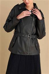 ATTRATIVO ΓΥΝΑΙΚΕΙΟ JACKET ΜΕ ΖΩΝΗ FAUX LEATHER - 9921733 ΜΑΥΡΟ ATTRATTIVO
