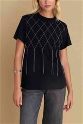 ATTRATIVO ΓΥΝΑΙΚΕΙΟ T-SHIRT ΜΕ ΑΛΥΣΙΔΕΣ - 9921806 ΜΑΥΡΟ ATTRATTIVO