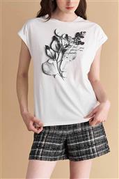 ΓΥΝΑΙΚΕΙΟ T-SHIRT ΜΕ FLORAL PRINT ΚΑΙ ΤΡΟΥΚΣ - 9919284 ΛΕΥΚΟ ATTRATTIVO