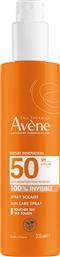 INVISIBLE SUN CARE SPRAY SPF50, ΑΝΤΗΛΙΑΚΟ ΣΠΡΕΙ ΥΨΗΛΗΣ ΠΡΟΣΤΑΣΙΑΣ ΜΕ ΑΟΡΑΤΟ ΤΕΛΕΙΩΜΑ 200ML AVENE