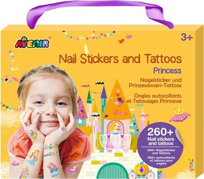 NAIL STICKER & TATTOOS PRINCESS ΠΑΙΔΙΚΑ ΑΥΤΟΚΟΛΛΗΤΑ & ΠΡΟΣΩΡΙΝΑ ΤΑΤΟΥΑΖ 3+ YEARS 1 ΤΕΜΑΧΙΟ, ΚΩΔ 60752 AVENIR