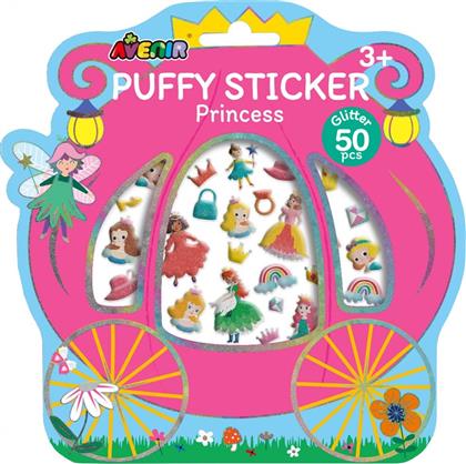 PUFFY STICKER ΔΙΑΣΚΕΔΑΣΤΙΚΑ ΤΡΙΣΔΙΑΣΤΑΤΑ ΑΥΤΟΚΟΛΛΗΤΑ ΜΕ ΠΡΙΓΚΙΠΙΣΣΕΣ ΓΙΑ ΠΑΙΔΙΑ ΑΠΟ 3 ΕΤΩΝ 3+ YEARS 50 ΤΕΜΑΧΙΑ, ΚΩΔ 60839 - PRINCESS AVENIR