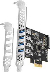 PCEU-43RS PCIE ADAPTER 4X USB3.0 UASP RENESAS 15-PIN SATA POWER SUPPLY DUAL POWER AXAGON