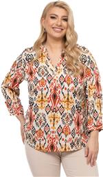 ΜΠΛΟΥΖΑ PLUS SIZE ΕΜΠΡΙΜΕ ΒΙΣΚΟΖ MULTICOLOR AXNARI