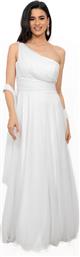 ΦΟΡΕΜΑ PLUS SIZE BRIDAL GLOSSY ΜΟΝΟΠΛΕΥΡΟ ΛΕΥΚΟ AXNARI