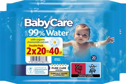 ΜΩΡΟΜΑΝΤΗΛΑ 99% WATER 2X20 ΤΕΜΑΧΙΑ BABYCARE