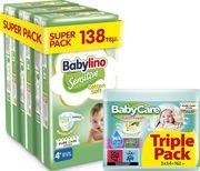 ΠΑΝΕΣ SENS (COTTON SOFT) SUP PACK N4+ 10-15KG/ 138ΤΕΜ ΔΩΡΟ BABY/RE BATH FRESH TRIPLE PACK BABYLINO