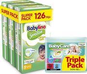 ΠΑΝΕΣ SENS (COTTON SOFT) SUP PACK N5+ 12-17KG/126ΤΕΜ) ΔΩΡΟ BABY/RE BATH FRESH TRIPLE PACK BABYLINO