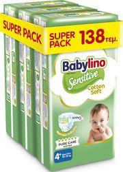 ΠΑΝΕΣ SENSITIVE COTTON SOFT SUPER PACK N4+ 10-15KG/ 138ΤΕΜ BABYLINO