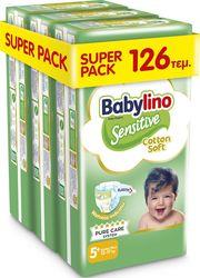 ΠΑΝΕΣ SENSITIVE COTTON SOFT SUPER PACK N5+ 12-17KG/ 126ΤΕΜ BABYLINO