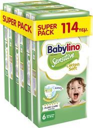 SENSITIVE COTTON SOFT SUPER PACK EXTRA LARGE ΝΟ6 (13-18KG) 114 ΤΕΜΑΧΙΑ (3X38 ΤΕΜΑΧΙΑ) BABYLINO