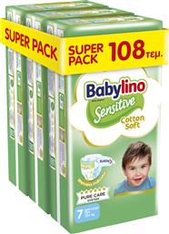 SENSITIVE COTTON SOFT SUPER PACK EXTRA LARGE PLUS ΝΟ7 (15+ KG) 108 ΤΕΜΑΧΙΑ (3X36 ΤΕΜΑΧΙΑ) BABYLINO