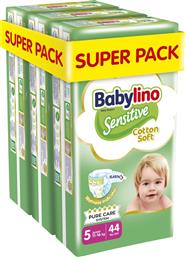 SENSITIVE COTTON SOFT SUPER PACK JUNIOR ΝΟ5 (11-16KG) 132 ΤΕΜΑΧΙΑ (3X44 ΤΕΜΑΧΙΑ) BABYLINO από το PHARM24