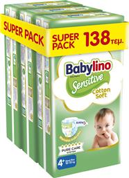 SENSITIVE COTTON SOFT SUPER PACK MAXI PLUS ΝΟ4+ (10-15KG) 138 ΤΕΜΑΧΙΑ (3X46 ΤΕΜΑΧΙΑ) BABYLINO